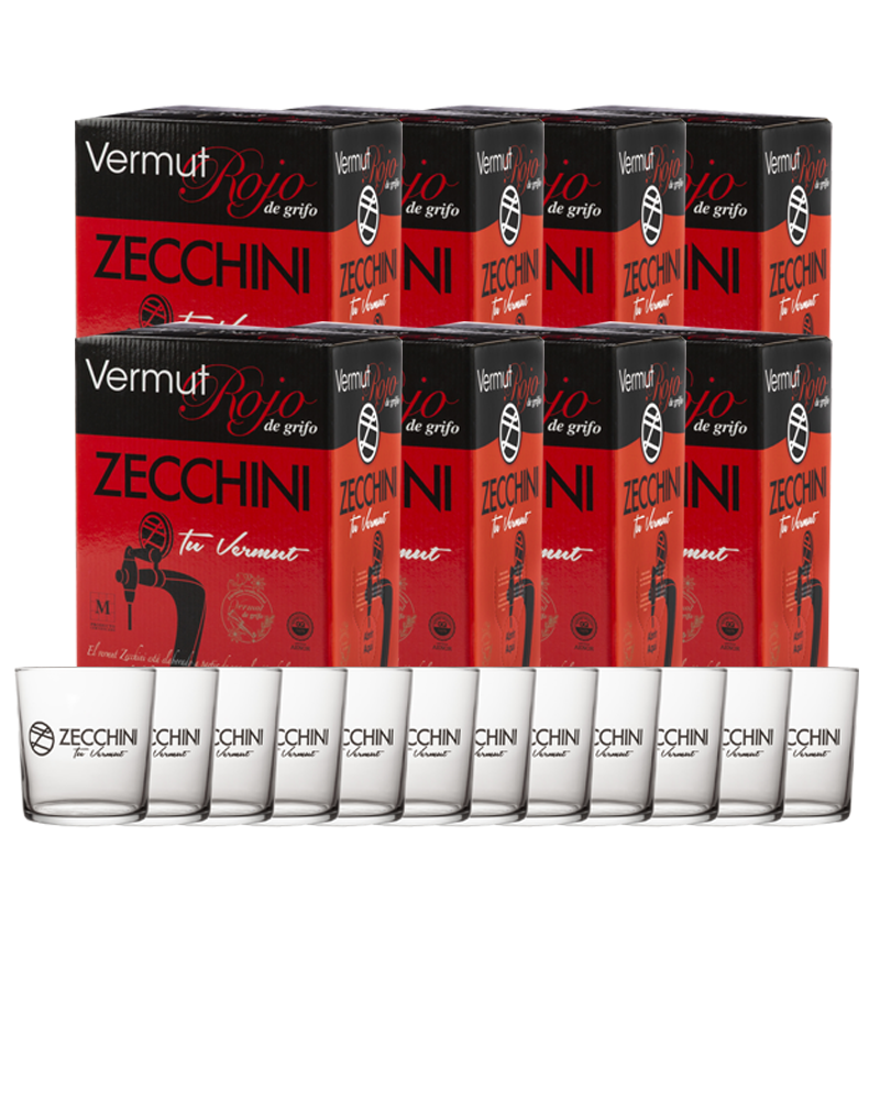 Pack 8 Bag in box rojo tradicional + 12 vasos | Vermut Zecchini